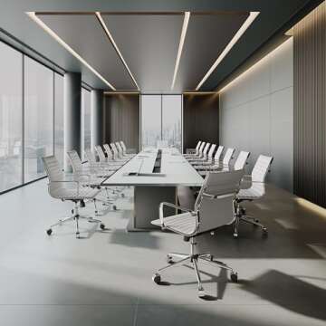 LUXMOD White Office Chair – Ergonomic Swivel Desk Chair with Armrests, Comfortable Heavy-Duty Chai...