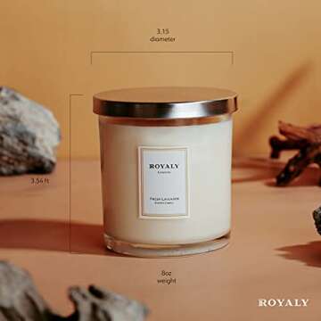 All-New Royaly Home Scented Candles | Luxury Scented Soy Wax Lavender Jar Candle | Birthday Gifts for Women | Slow Burning & Hand Poured Aromatherapy Candles for Home | 8 Oz
