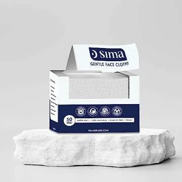 Sima Disposable Face Towels for Drying - 100% Cotton Face Wipes 50 Pack - Biodegradable Makeup remover for sensitive Skin, Gentle Clean facial cloth - Ultra-Soft & Lint-Free, Cruelty Free