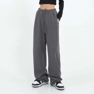 Stylish Womens Wide Leg Sweatpants Comfy Casual Joggers