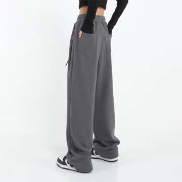 Stylish Womens Wide Leg Sweatpants Comfy Casual Joggers