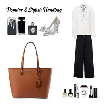 LOVEVOOK Purses for Women Large Tote Bag for Work Faux Leather Handbags Shoulder Bag with Zipper Pocket, Brown