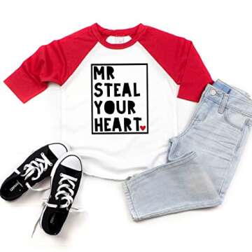 Bump and Beyond Designs Baby-Boys Valentine's Shirt - Mr. Steal Your Heart 6-8 Years, 3/4 Sleeve