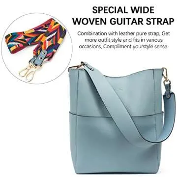 BOSTANTEN Women's Leather Designer Handbags Tote Purses Shoulder Bucket Bags Light Blue
