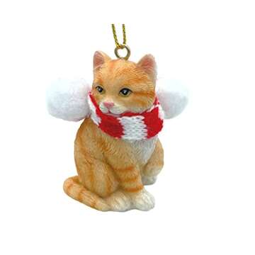 Orange Cat Tabby Shorthaired Kitty Christmas Tree Ornament with Candy Cane Scarf