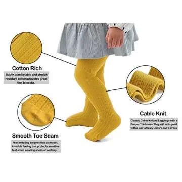 EPEIUS Baby Tights - Cozy Cable Knit Leggings for Girls