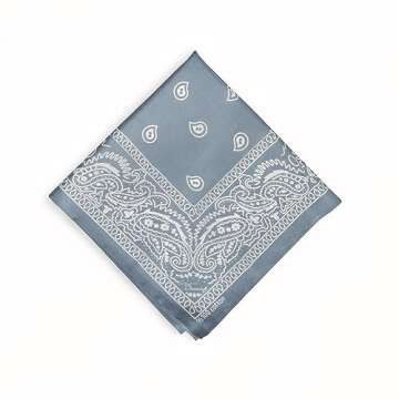 Womens Neck Scarf 23"x23" Small Square Ethnic Cotton | Headband Scarf Bandana Wrap Vintage Head Scarf Breathable Lightweight (Grey)