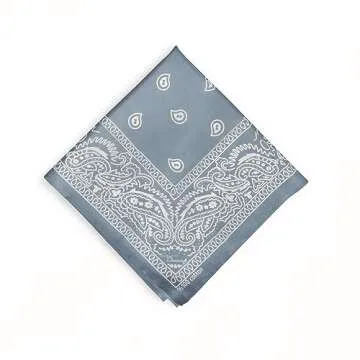 Womens Neck Scarf 23"x23" Small Square Ethnic Cotton | Headband Scarf Bandana Wrap Vintage Head Scarf Breathable Lightweight (Grey)