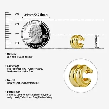 ABILITH Two Tone Hoop Earrings for Women Gold and Silver 18k Double Hoop Earrings 925 Sterling Silver Studs for Festival