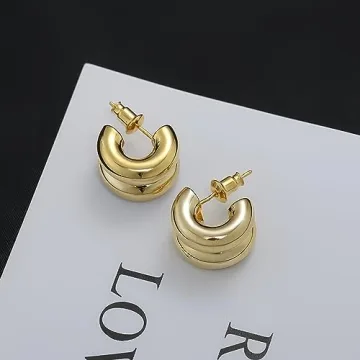 ABILITH Two Tone Hoop Earrings for Women Gold and Silver 18k Double Hoop Earrings 925 Sterling Silver Studs for Festival