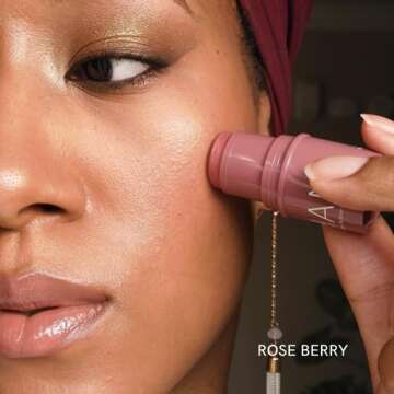 HAN Skincare Cosmetics Vegan, Cruelty-Free 3-in-1 Multistick for Cheeks, Lips, Eyes, Rose Berry