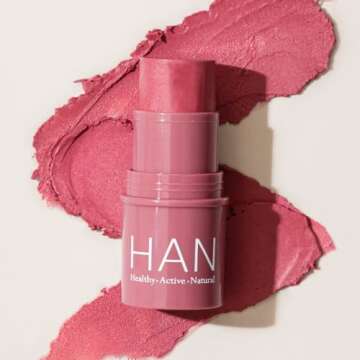 HAN Skincare Cosmetics Vegan, Cruelty-Free 3-in-1 Multistick for Cheeks, Lips, Eyes, Rose Berry