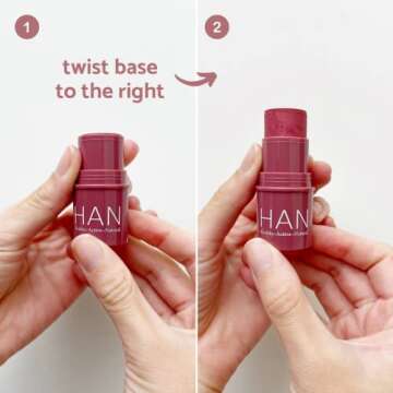 HAN Skincare Cosmetics Vegan, Cruelty-Free 3-in-1 Multistick for Cheeks, Lips, Eyes, Rose Berry