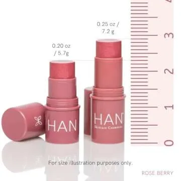 HAN Skincare Cosmetics Vegan, Cruelty-Free 3-in-1 Multistick for Cheeks, Lips, Eyes, Rose Berry