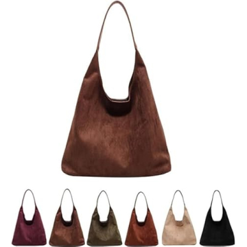 Stylish 2PCS Vintage Hobo Bag - Chic Brown Suede Tote for Women