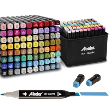 ABEIER 80 Colors Alcohol Based Markers, Dual Tip Drawing Markers Set, plus 1 Colorless Blender Pen, ...