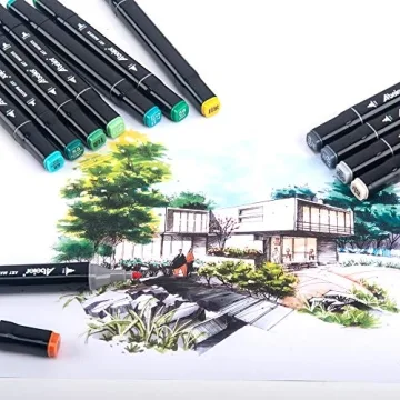 ABEIER 80 Colors Alcohol Based Markers, Dual Tip Drawing Markers Set, plus 1 Colorless Blender Pen, Permanent Sketch Animation Markers for Kids, Plumones, Adults Coloring and Artist Illustration