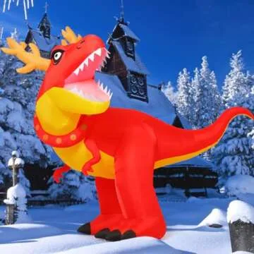 COMIN 6 FT Christmas Inflatables Outdoor Decorations Blow Up Antlers Dinosaur Inflatable with Built-in LEDs for Christmas Indoor Outdoor Yard Lawn Garden Decorations