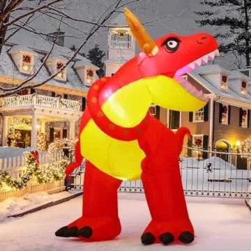 COMIN 6 FT Christmas Inflatables Outdoor Decorations Blow Up Antlers Dinosaur Inflatable with Built-in LEDs for Christmas Indoor Outdoor Yard Lawn Garden Decorations