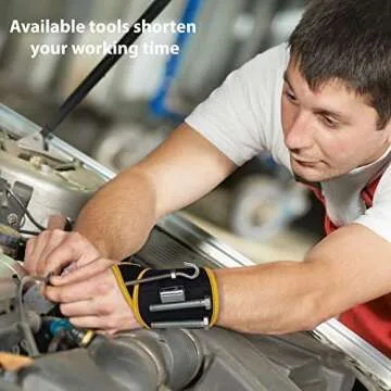 BINYATOOLS Magnetic Wristband -Black- with Super Strong Magnets Holds Screws, Nails, Drill Bit. Uniq...