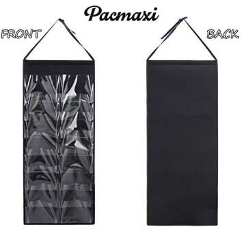 Hanging Padded Headbands Storage Organizer for Women Lady, Girl Wide Knotted Headband Holder with 16 Clear Pockets, Fashion Turban Velvet Hair Head band Hoop Display Stand. (16 slot,felt,black)