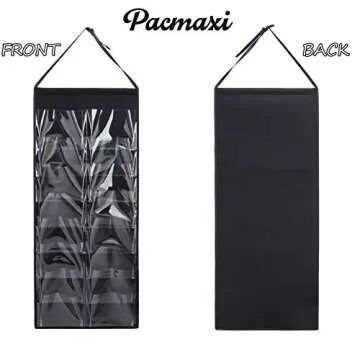 Hanging Padded Headbands Storage Organizer for Women Lady, Girl Wide Knotted Headband Holder with 16 Clear Pockets, Fashion Turban Velvet Hair Head band Hoop Display Stand. (16 slot,felt,black)