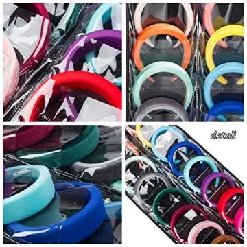 Hanging Padded Headbands Storage Organizer for Women Lady, Girl Wide Knotted Headband Holder with 16 Clear Pockets, Fashion Turban Velvet Hair Head band Hoop Display Stand. (16 slot,felt,black)