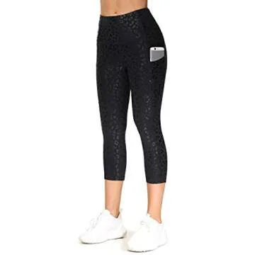 THE GYM PEOPLE Thick High Waist Capris Yoga Pants with Pockets, Tummy Control Workout Running Yoga L...