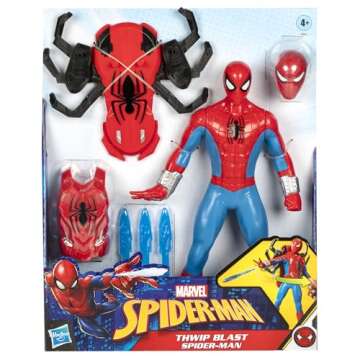 Marvel Spider-Man Thwip Blast Action Figure with Accessories, 11-Inch-Scale Super Hero Toys for Kids...