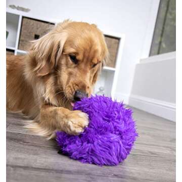 Durable goDog Furballz Plush Toy for Dogs - Purple
