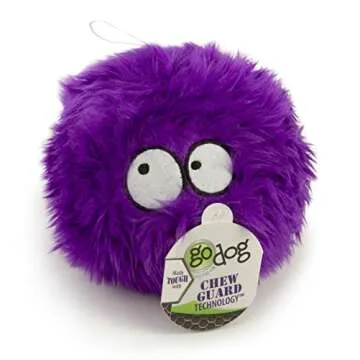 Durable goDog Furballz Plush Toy for Dogs - Purple