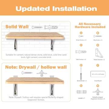 2PCS Cat Wall Shelves with Cat Scratching Mat, 16.6x9.7 Inch Large Cat Wall Hammock Cat Wall Furniture Cat Shelf Cat Window Perch Wall Mounted Beds for Sleeping, Playing, Climbing, Support to 30 LBS