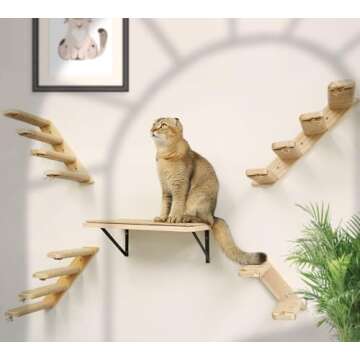 2PCS Cat Wall Shelves with Cat Scratching Mat, 16.6x9.7 Inch Large Cat Wall Hammock Cat Wall Furniture Cat Shelf Cat Window Perch Wall Mounted Beds for Sleeping, Playing, Climbing, Support to 30 LBS