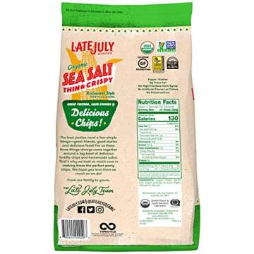 LATE JULY Snacks Restaurant Style Sea Salt Thin & Crispy Tortilla Chips, 11 oz. Bag