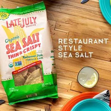 LATE JULY Snacks Restaurant Style Sea Salt Thin & Crispy Tortilla Chips, 11 oz. Bag