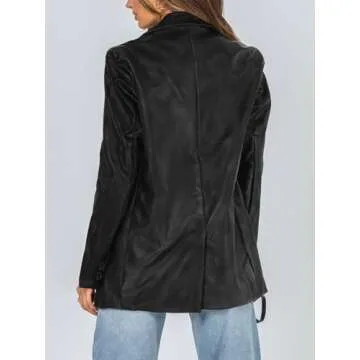 Pepochic Oversized Faux Leather Blazer for Women