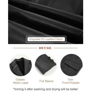 Pepochic Oversized Faux Leather Blazer for Women