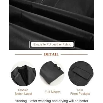 Pepochic Oversized Faux Leather Blazer for Women