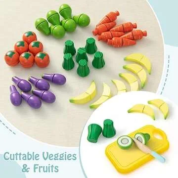 Costzon Kids Wooden Grocery Store Set with 36 Fruits & Vegetables