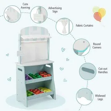 Costzon Kids Wooden Grocery Store Set with 36 Fruits & Vegetables