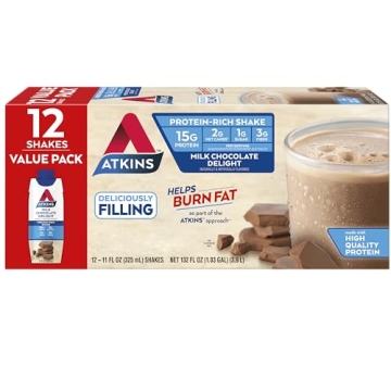 Atkins Milk Chocolate Delight Protein Shake - Keto Friendly & Low Carb, 12 Count