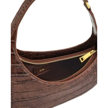 JW PEI Harlee Vegan Leather Shoulder Bag Brown Croc