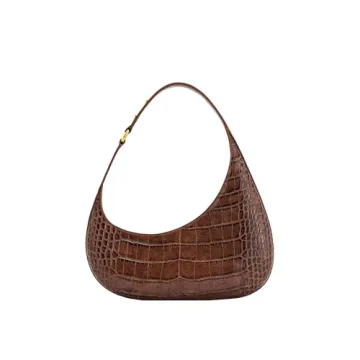 JW PEI Harlee Vegan Leather Shoulder Bag Brown Croc