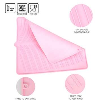 XINRUI Dish Drying Mat, Heat Resistant Non-Slip Silicone Trivet for Kitchen Counter Sink Dishwasher Safe Easy Clean Drainboard Pad Christmas Gift