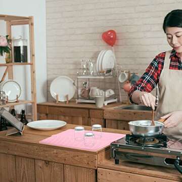 XINRUI Dish Drying Mat, Heat Resistant Non-Slip Silicone Trivet for Kitchen Counter Sink Dishwasher Safe Easy Clean Drainboard Pad Christmas Gift