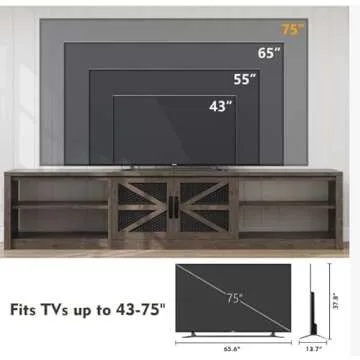 78.7" Farmhouse TV Stand with LED Lights for 90 Inch TV