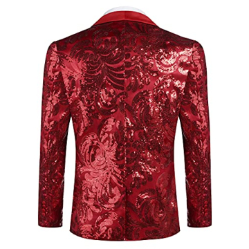 COOFANDY Red Sequin Blazer for Men - Dazzling Style