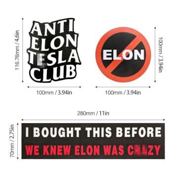 3Pcs Anti Elon Bumper Magnet for Car - I Bought This Before We Knew Elon Was Crazy, Anti Elon Te-sla...