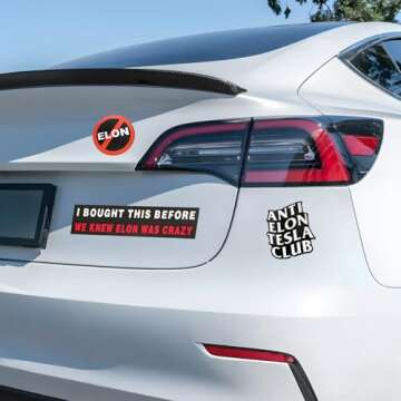 3Pcs Anti Elon Bumper Magnet for Car - I Bought This Before We Knew Elon Was Crazy, Anti Elon Te-sla Club, No Elon - Waterproof Window Car Bumper Magnet, Perfect Funny Gift Accessory For Te-sla Owners