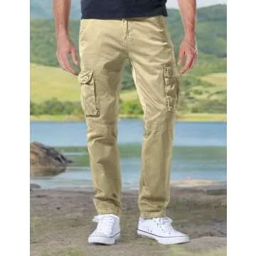 Match Men's Casual Wild Cargo Pants Outdoors Work Wear #6531(36,Apricot)